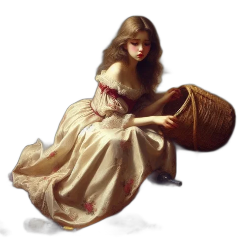 dress, face, concept art, oil painting transparent PNG cut-out