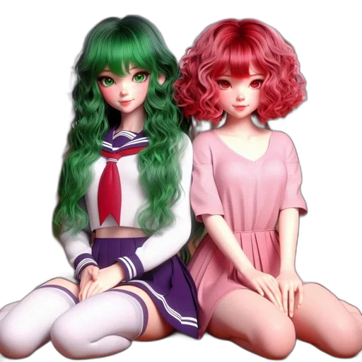 hair, anime, 3d render, vaporwave transparent PNG cut-out