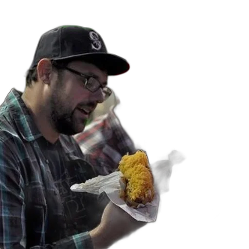 food, man, black, cap transparent PNG cut-out