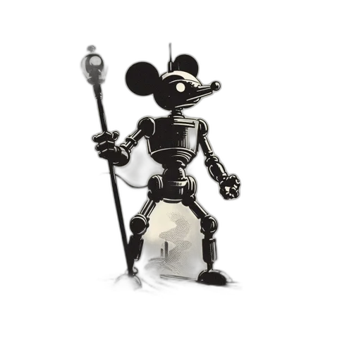 robot, staff, weapon, 3d render transparent PNG cut-out