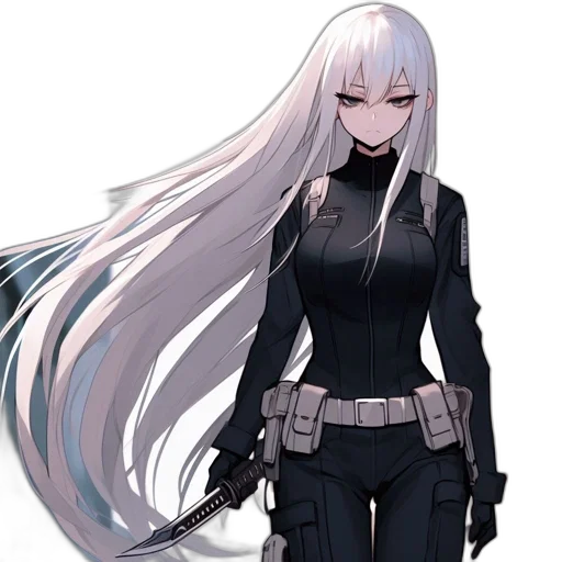 staff, weapon, hair, jacket transparent PNG cut-out