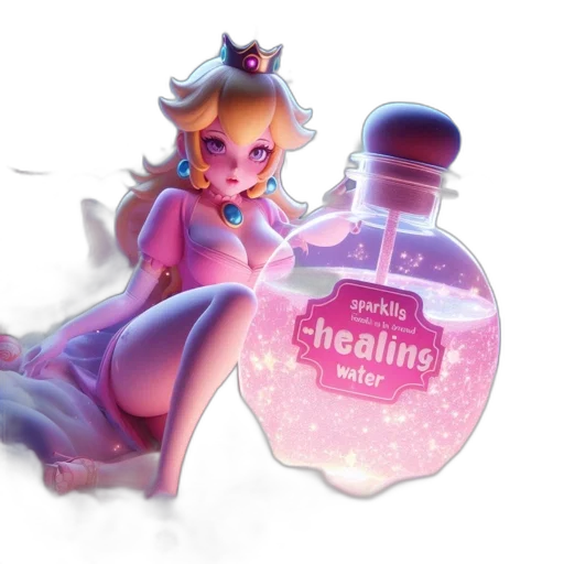 bottle, concept art, vaporwave, 3d render transparent PNG cut-out