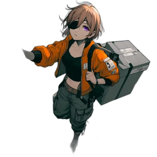 jacket, weapon, robot, staff transparent PNG cut-out
