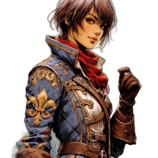 jacket, staff, sword, face transparent PNG cut-out