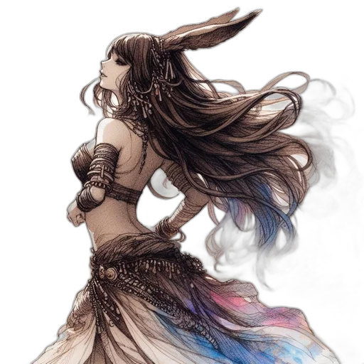 dress, dragon, hair, fantasy art transparent PNG cut-out