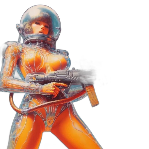 robot, weapon, concept art, cyberpunk transparent PNG cut-out