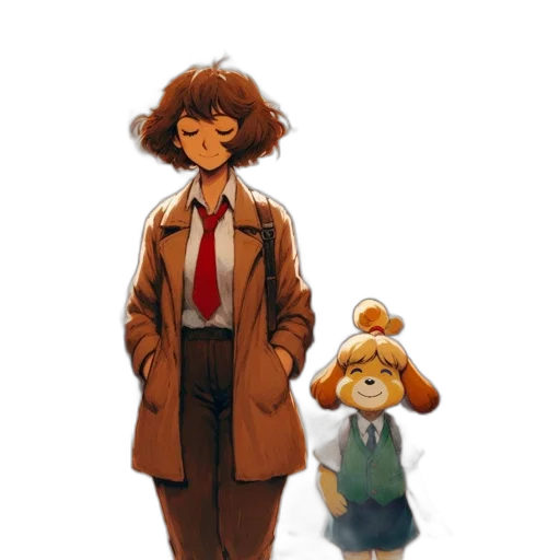 jacket, staff, hat, creature transparent PNG cut-out