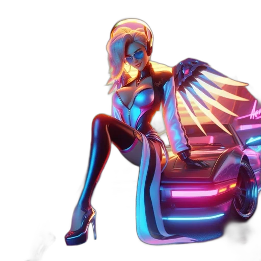 robot, car, concept art, cyberpunk transparent PNG cut-out