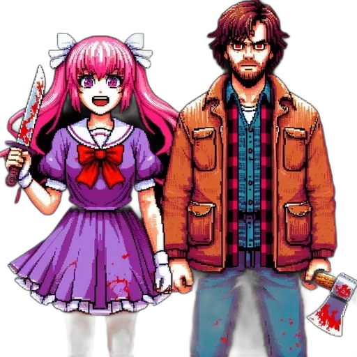 jacket, weapon, pixel art, anime transparent PNG cut-out