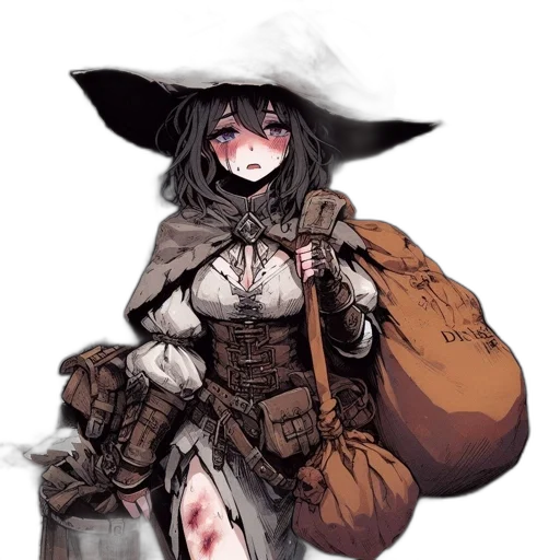 staff, hat, weapon, dress transparent PNG cut-out