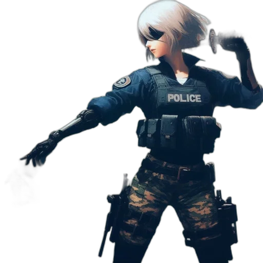 weapon, staff, robot, jacket transparent PNG cut-out