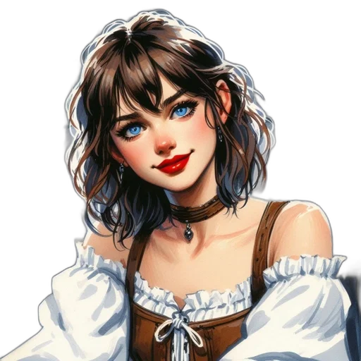 face, dress, fantasy art, oil painting transparent PNG cut-out