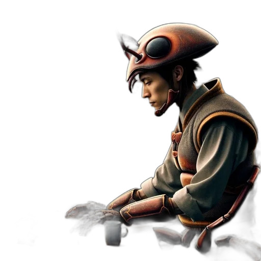 staff, robot, hat, sword transparent PNG cut-out