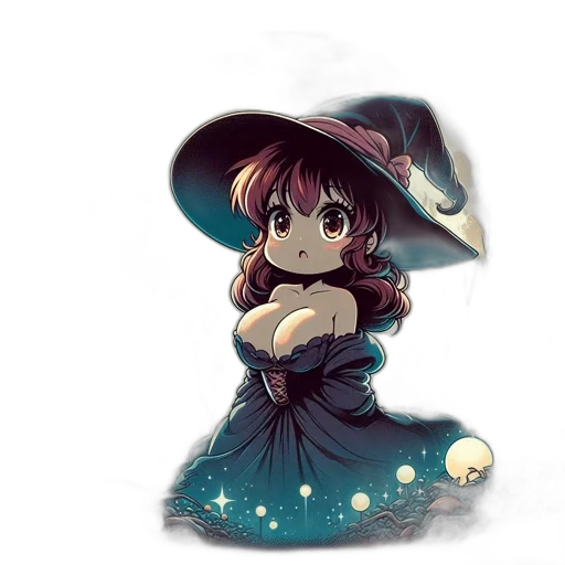 dress, hat, staff, fantasy art transparent PNG cut-out