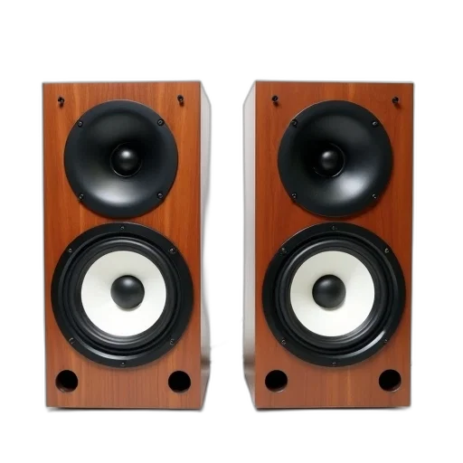 pair, wooden, speakers, black transparent PNG cut-out