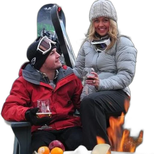 jacket, hat, snow, fire transparent PNG cut-out