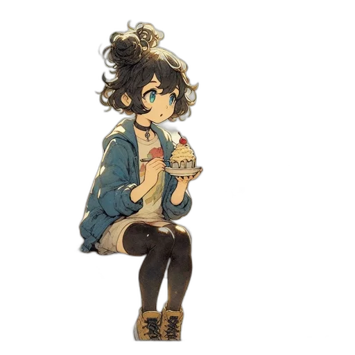 jacket, staff, hair, concept art transparent PNG cut-out