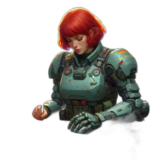 robot, jacket, weapon, face transparent PNG cut-out