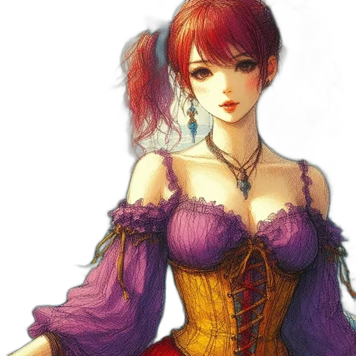 dress, jewelry, fantasy art, concept art transparent PNG cut-out