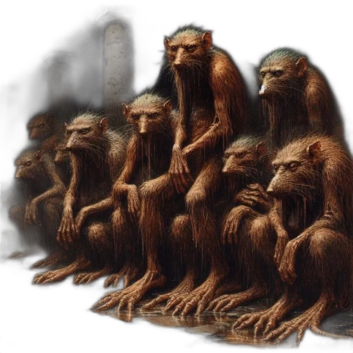 concept art, group, rat-like, humanoids transparent PNG cut-out