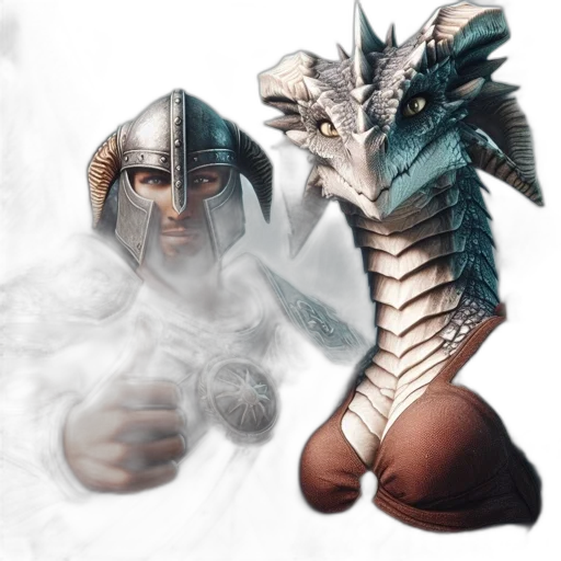 dragon, mask, creature, sword transparent PNG cut-out