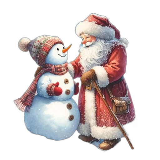 concept art, pixel art, snow, santa transparent PNG cut-out
