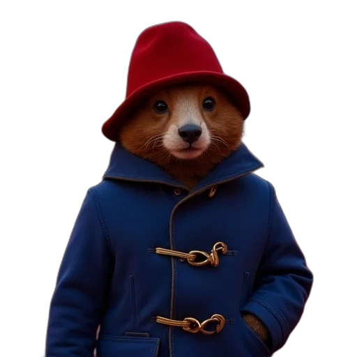 jacket, hat, animal, staff transparent PNG cut-out