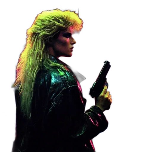 jacket, weapon, hair, cyberpunk transparent PNG cut-out