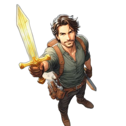 sword, staff, weapon, fantasy art transparent PNG cut-out