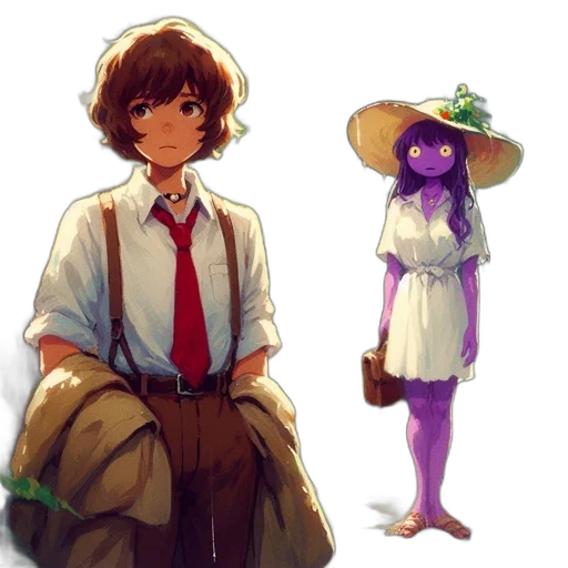 hat, dress, concept art, watercolor transparent PNG cut-out