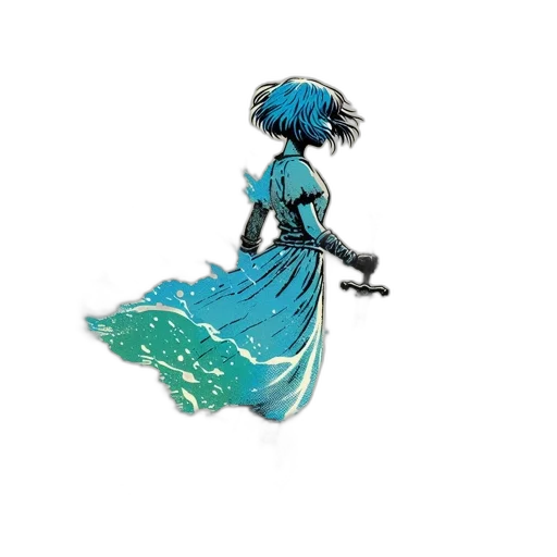 dress, umbrella, staff, hair transparent PNG cut-out