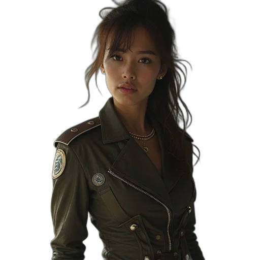 jacket, staff, weapon, photorealistic transparent PNG cut-out