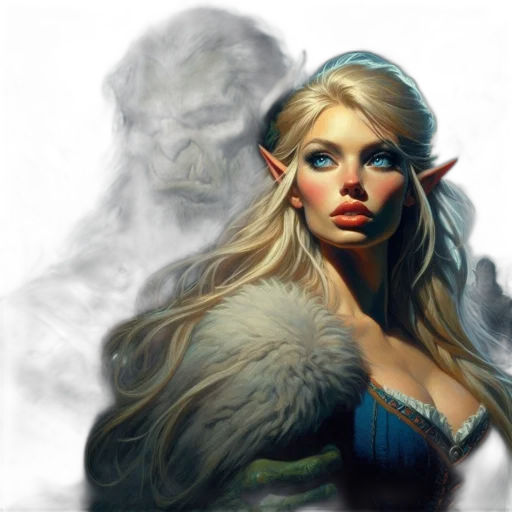 face, fantasy art, concept art, photorealistic transparent PNG cut-out