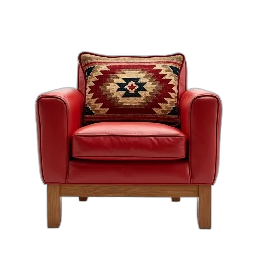furniture, 3d render, red, leather transparent PNG cut-out