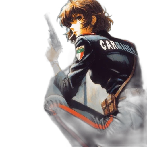 jacket, weapon, concept art, comic book art transparent PNG cut-out