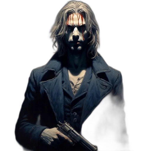 mask, jacket, weapon, face transparent PNG cut-out