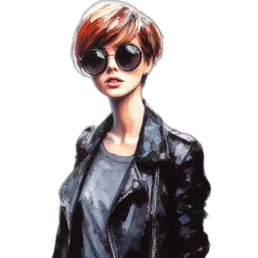 jacket, face, photorealistic, oil painting transparent PNG cut-out