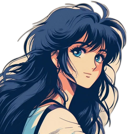 face, anime, vaporwave, watercolor transparent PNG cut-out