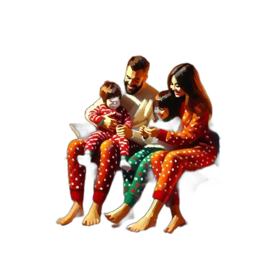 3d render, close-knit, family, enjoys transparent PNG cut-out