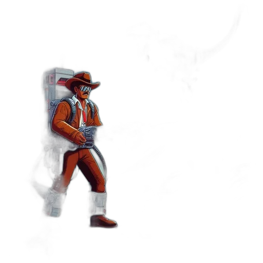 robot, hat, jacket, staff transparent PNG cut-out
