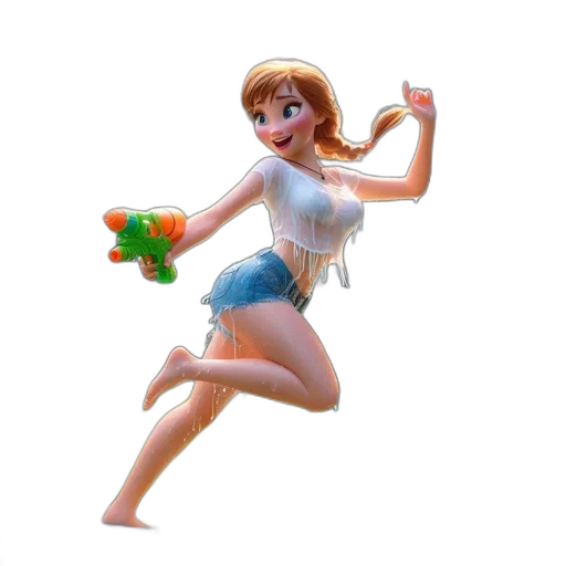 dress, weapon, staff, 3d render transparent PNG cut-out