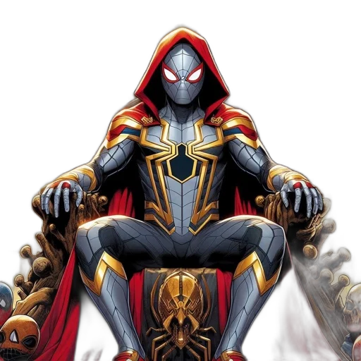 mask, comic book art, concept art, spider-themed transparent PNG cut-out