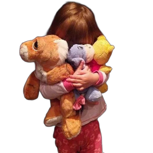 child, pajamas, holds, three transparent PNG cut-out