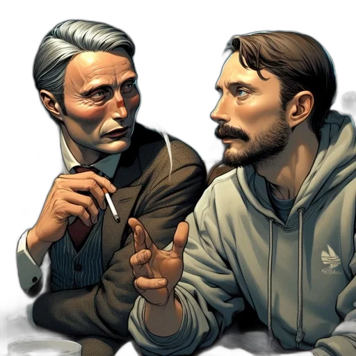 jacket, face, comic book art, concept art transparent PNG cut-out