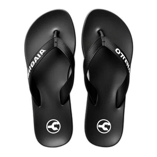 shoes, pair, black, flip-flops transparent PNG cut-out