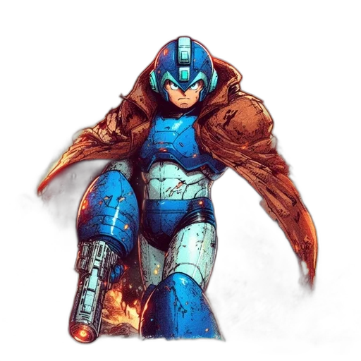 robot, jacket, weapon, concept art transparent PNG cut-out