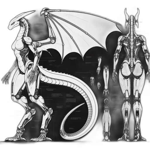 dragon, robot, concept art, fantasy art transparent PNG cut-out
