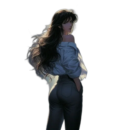 jacket, dress, hair, creature transparent PNG cut-out