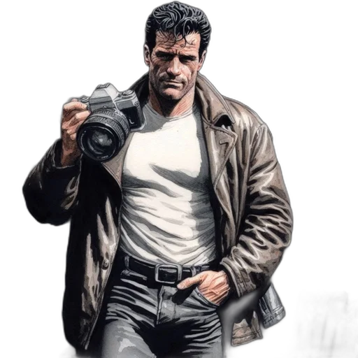 jacket, weapon, face, robot transparent PNG cut-out
