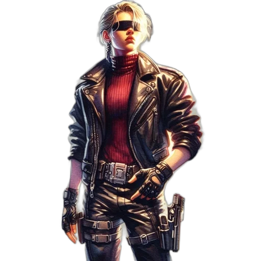 jacket, weapon, concept art, 3d render transparent PNG cut-out